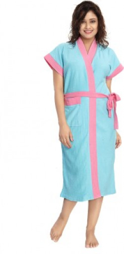 Rangmor Blue, Pink Free Size Bath Robe(1 Bath Robe, For: Women, Blue, Pink)