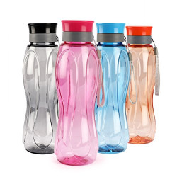 Cello Ezee Sip Plastic Bottle Set, 1 Litre, Set of 4, Multicolour
