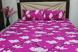 Pithadai 100% Cotton Double Bedsheet with 2 Pillow Covers Combo Set, Mercerized Finish - Metro Series, 120 TC, Floral