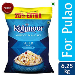Kohinoor Super Value Basmati Rice, 5 Kg + 25% Extra