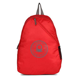 United Colors of Benetton Eco Bag 19.5 Ltrs RED/Grey Casual Backpack (0IP6ECOBPRG2I)
