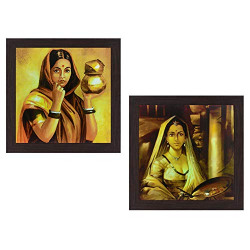 Wens 'Cultural Lady' Wall Hanging Painting (MDF, 35 cm x 71 cm x 2.5 cm)