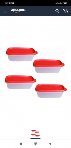 Tupperware Smart Saver Plastic Container Set, 500ml, Set of 4, Red