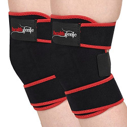 Healthgenie Adjustable Knee Support - 1 Pair with Free Size Fits Most (Black)