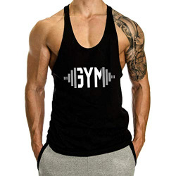 The Blazze Men's Gym Cotton Bodybuilding Tank Tops Muscle Stringer (Small, Black)