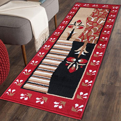 The Home Talk Traditional design bedside runner/ rug/ passage rug, 50 x 150 CM, Vascose, soft, Best for bedroom/living room/passage- RED