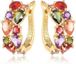 Yellow Chimes Flowerets Vine Crystal Alloy Clip-on Earring