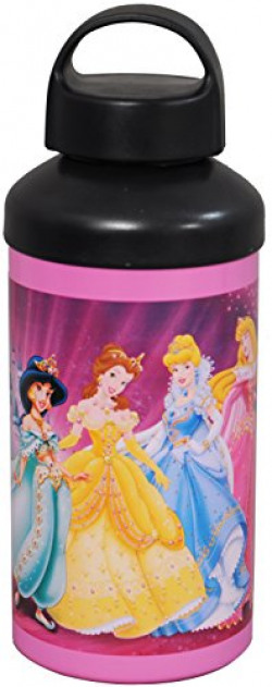Disney Princess Stainless Steel Sipper Bottle, 500ml, Pink/Black