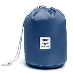 SATYAM KRAFT Barrel Shaped Cosmetic Makeup Bag Travel Case Pouch (Grey)