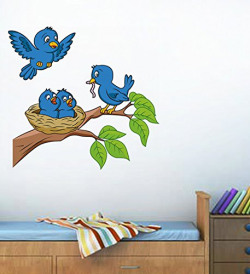 Decals Design 'Birds Feeding' Wall Sticker (PVC Vinyl, 70 cm x 50 cm),Multicolour