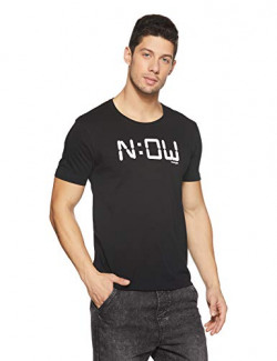 Wrangler Men's Printed Regular Fit T-Shirt (W3049223301Q_Jsw-Black_Small)