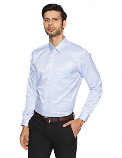 Next Look Men's Solid Regular Fit Formal Shirt (SMSN00105-B6_Dark Blue_42)