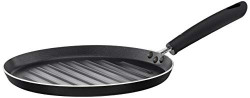 Amazon Brand - Solimo Non-Stick Flat Grill Pan, 26.5cm, Black