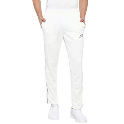 Nivia 2504-1 Polyester Cricket Pants, Men's Large (White/Grey)