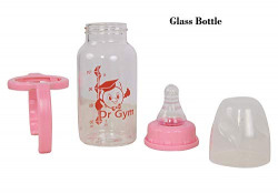 BABY GROW DR Gym LITE Quality Baby Glass Feeding Bottle (120ML, Pink)
