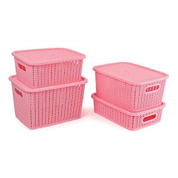 Cello StyleKnit Multi Storage Basket Set of 4,Pink