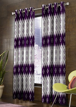 Super India Premium 2 Piece Polyester Door Curtain Set - 7 ft, Purple