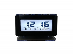 Tuelip Digital Back-Light Rectangular Plastic Alaram Clock (13.99 cm x 5.51 cm x 8.99 cm, Black)