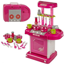 Cartup Luxury Battery Operated Kitchen Set with Lights, Sound and Carry Case, Kitchen Playset for Kids