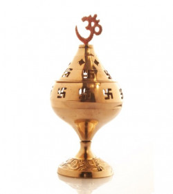 Angelic Copper Brass Om Devi Jyot (6 cm x 6 cm x 15 cm, Golden)