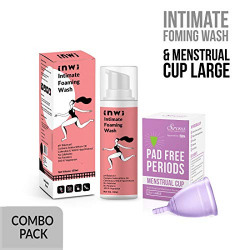 Sirona FDA Approved Reusable Menstrual Cup - Large with Inwi Intimate Foaming Wash - 150 ml