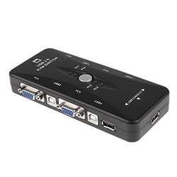 PremiumAV MST-892 4 Port Hub USB 2.0 KVM VGA Switch Box (Black)