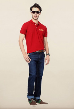 Off on Oxford Red Solid Polo T Shirt