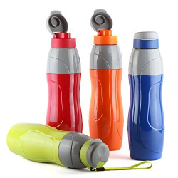 Cello Puro Plastic Sports Insulated Water Bottle, 900 ml Set of 4, Assorted