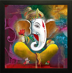SAF Ganesh Painting Exclusive Framed Wall Art Painting (Wood, 12 inch x 12 inch, SANF6121C)