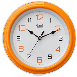 Ajanta Plastic Round Motion Clock (20.5 cm x 20.5 cm x 3.5 cm, Orange)