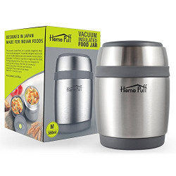 Home Puff Double Wall Vacuum Insulated Stainless Steel Food Jar, 380 ml, Grey