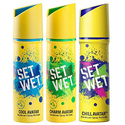Set Wet Deodorant Spray Perfume, 150ml (Cool, Charm and Chill Avatar, Pack of 3)