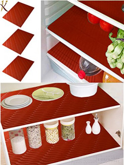 Kuber Industries PVC 6 Piece Refrigerator Drawer Place Mat Set - Red