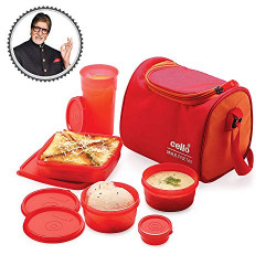 Cello Max Fresh Sling 5 Container Lunch Box with Bag,Orange