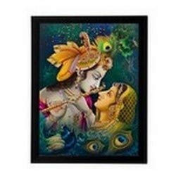 eCraftIndia Matte Textured Framed Synthetic Wood Radha Krishna UV Art Painting (27.9 cm x 1.3 cm x 35.6 cm, Multicolour)