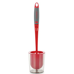 Cello Premium Kleeno Toilet Brush with Holder, Red and Grey
