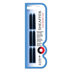 Sheaffer WP02213 Skrip Universal Ink Cartridges, 6 Pack Blister Card (Blue)