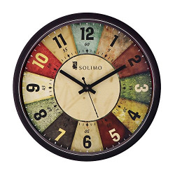 Amazon Brand - Solimo 12-inch Wall Clock - Classic Roulette (Silent Movement, Black Frame)