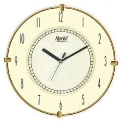 Ajanta Plastic Round Wall Clock (18.8 cm x 18.8 cm x 3.5 cm, Ivory)