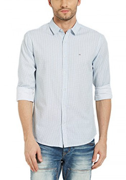 Spykar Men's Printed Slim Fit Casual Shirt (MSH-01AG-ES-032_White_X-Large)