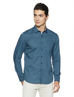 Lee Men's Solid Slim Fit Casual Shirt (L30889CB0B6D00L_Blue)