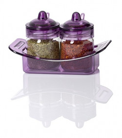 Herevin Venezia Sauce-Spice Jar Set with Spoon, 200ml, 5-Pieces, Purple