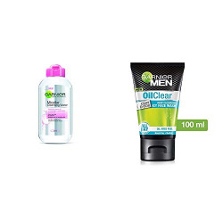 Garnier Skin Naturals Micellar Cleansing Water, 125ml+Garnier Men Oil Clear deep cleansing Facewash, 100g