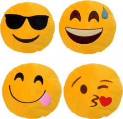 AARIP Smiley Decorative Cushion Pack of 4(Yellow_19)