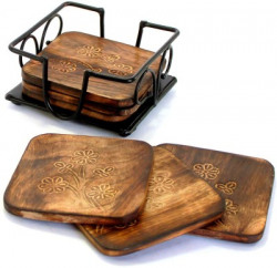 Worthy Shoppee Square Wood Coaster(Pack of 6)