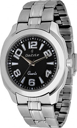 Dazzle Analog Black Dial With Silver Stainless Steel Strap Quartz Men's Watch