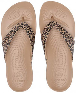 crocs Women's Leopard Flip-Flops and House Slippers - W6
