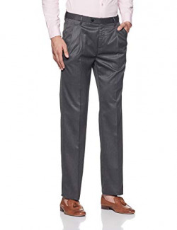 Arrow Men's Pleat-Front Poly Viscose Formal Trousers (ARGT0742B_30_Grey)