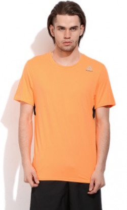 REEBOK Solid Men's Round Neck Orange T-Shirt