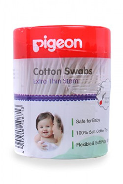 Pigeon Cotton Swabs Thin Stem, 200Pcs/Hinged Case
